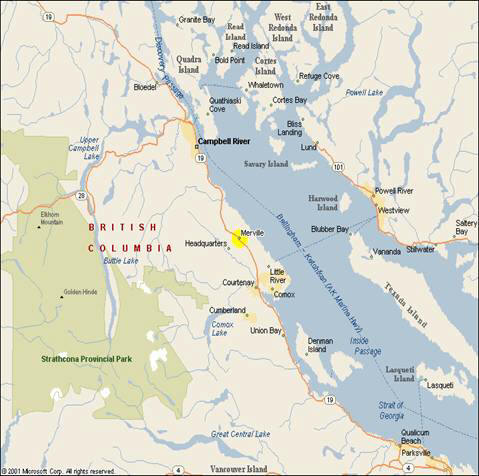 Comox Valley map showing Merville