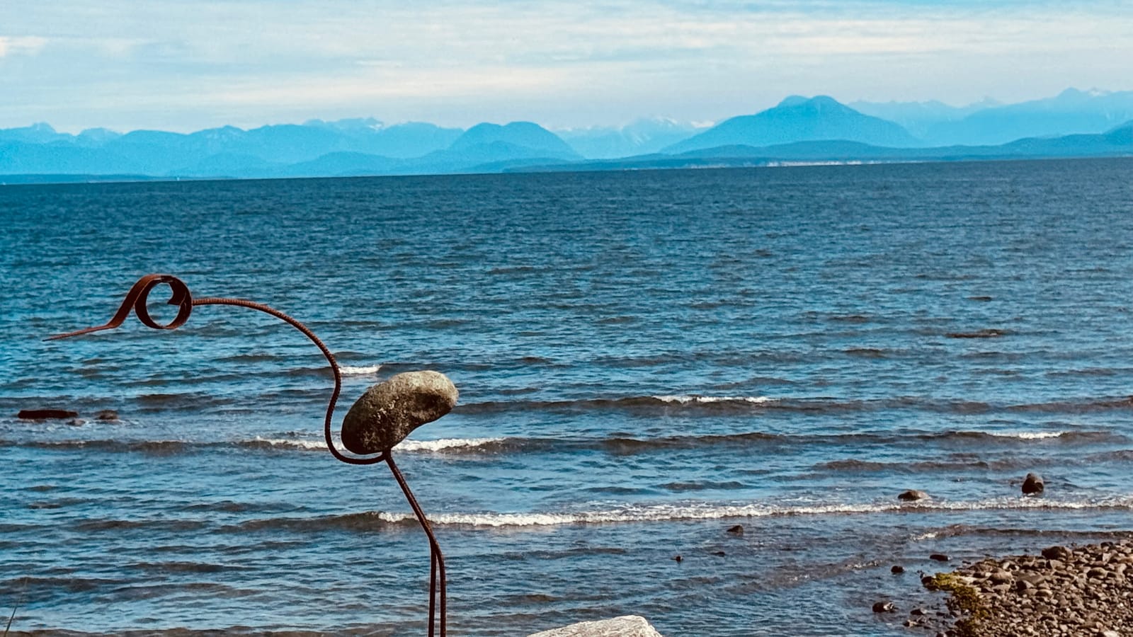 Coast mountains across the Strait of Georgia